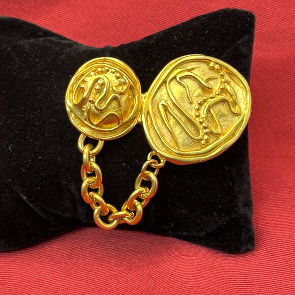 VTG Norma Jean Abstract Modernist Matte Gold-Tone Brooch - Picture 6 of 9